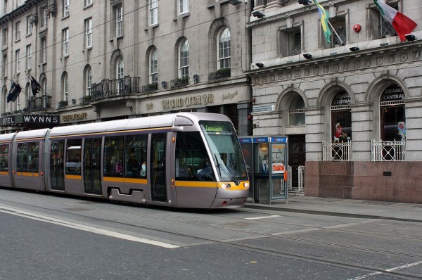 Dublin's Luas light rail runs on-street but in dedicated lanes. 