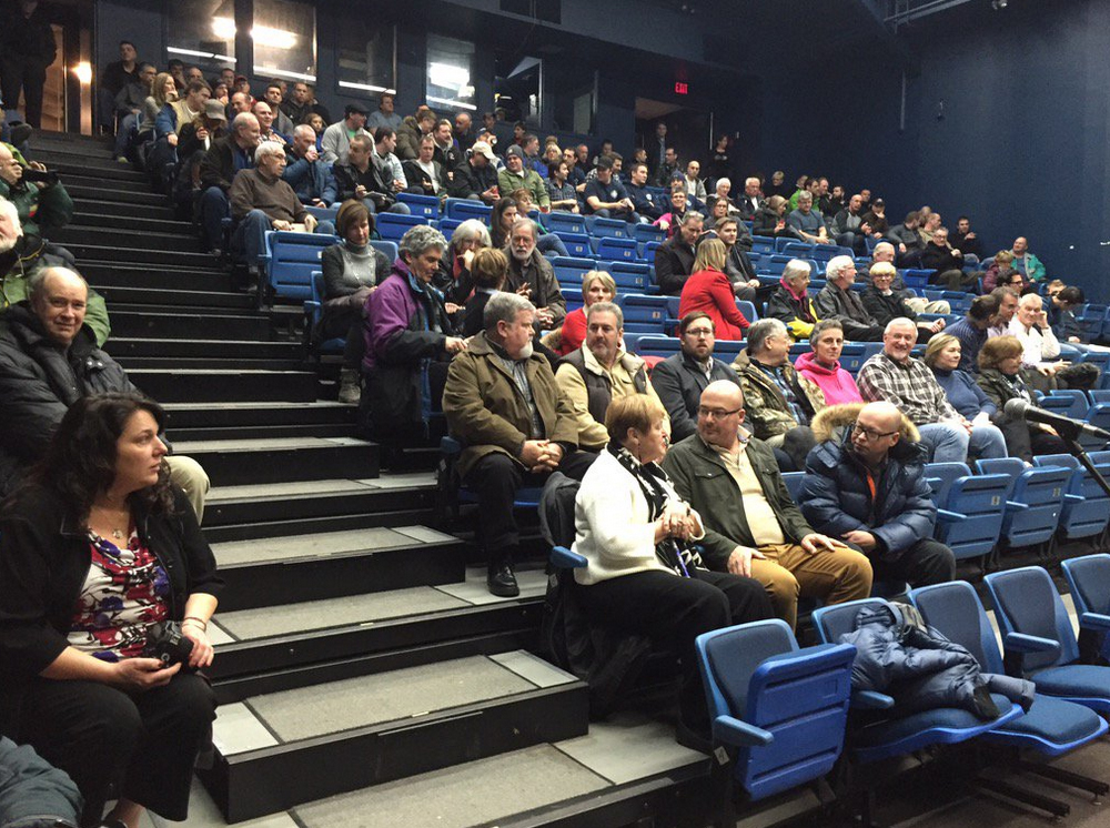 Concerned Dartmouth residents and firefighters at the January 6 meeting. Photo Sam Austin