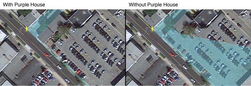 Viewshed with and without Colonial Honda Demolition of Purple house.