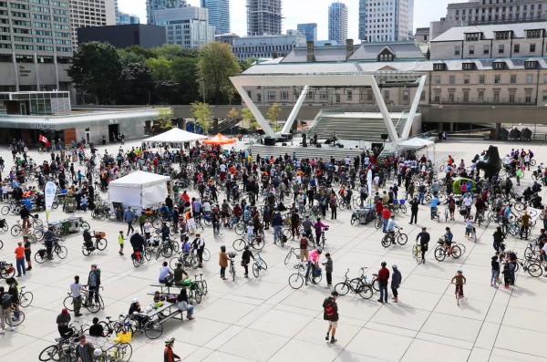 Advocacy in action - Bikestock 2014 at Nathan Phillips Sq sized for web - Yvonne Bambrick