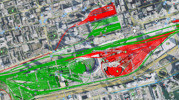 You can see the existing roundhouse (Steamwhistle Brewery, Leons, Railway Museum) and the rest of the yards and roundhouse that have disappeared.