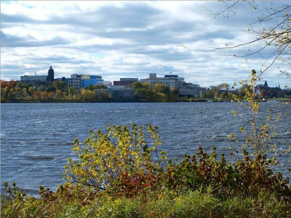 Fredericton's southside, as viewed from the northside of the river.