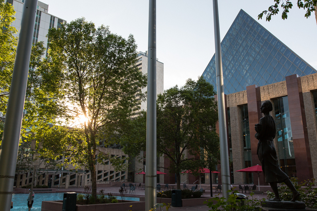 Sunset at pyramidal City Hall in downtown Edmonton. © Tom Young 2012