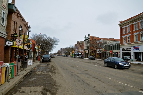 2013 - Whyte Avenue a century later at the corner of 104 street facing East.