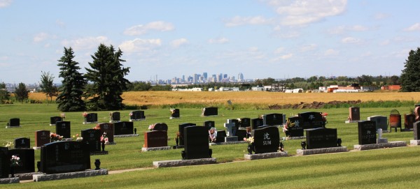 View of Downtown Edmonton from South Haven Cemetery