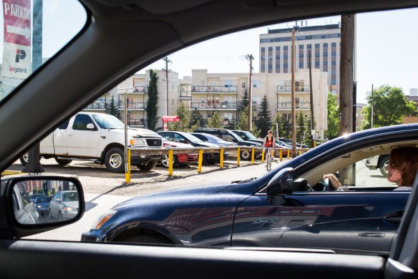 Rush hour on 109 Street in Edmonton.  © Tom Young 2013