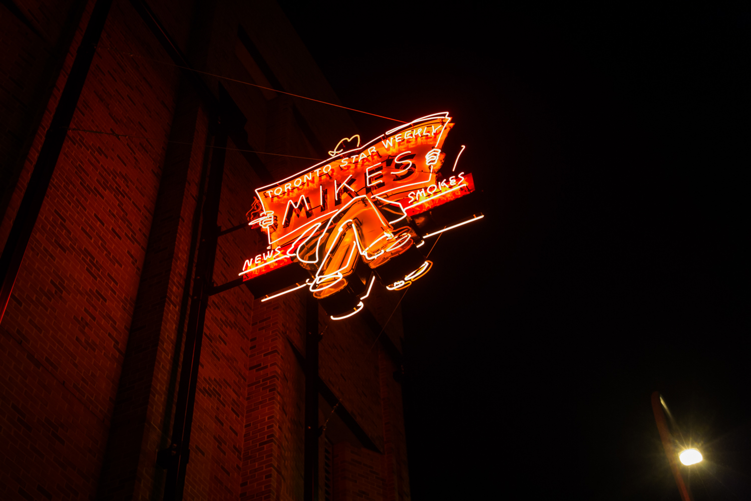 The Mike's News sign, which adorned 10062 Jasper Avenue from 1934 until 1979.