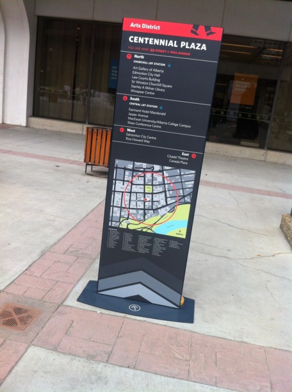 A wayfinding prototype created and led by a group of citizens. Photo courtesy of Edmonton Wayfinding Group.
