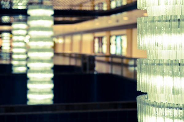 Chandeliers hanging above Corona Station. Jamey M. Photography