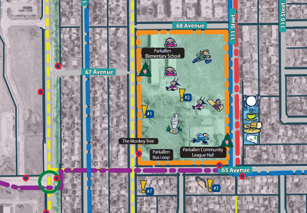 Snapshot of the Parkallen Walking Map. Via City of Edmonton.