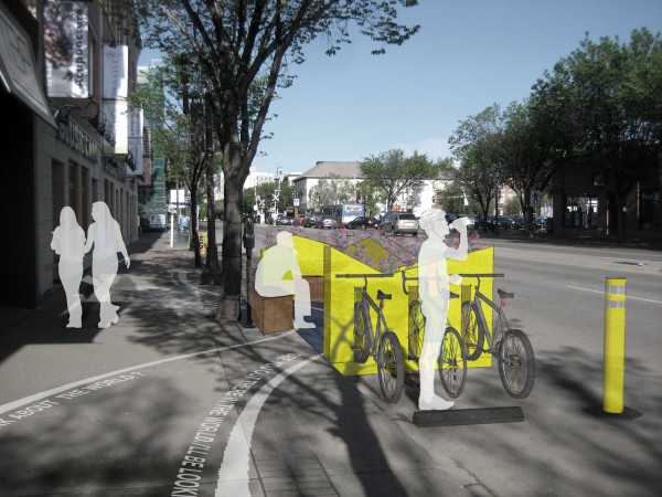 Rendering of Isaak Kornelsen Memorial Parklet. Image via Jonathan Behnke.