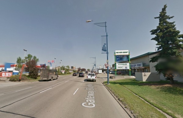 Decorative poles and signs along Gateway Boulevard.