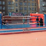 A wrestling ring in the Super Kilen.