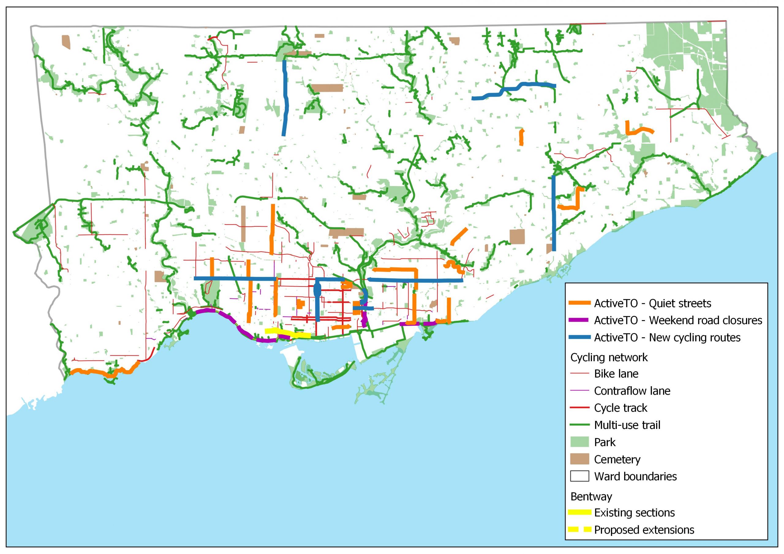 Toronto Bike Lane Map Five Organizations Come Together To Produce A Community Map Of Toronto  "Safeways" - Spacing Toronto