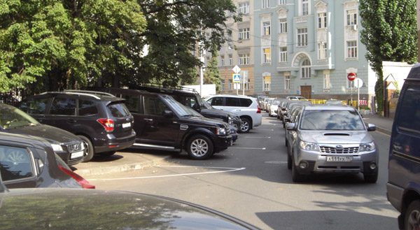 Moscow -cars parked on sidewalk