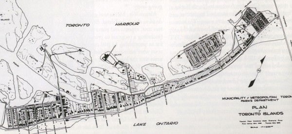 Toronto Island map at the peak of its population, from Derek Hayes' Historical Atlas of Toronto 