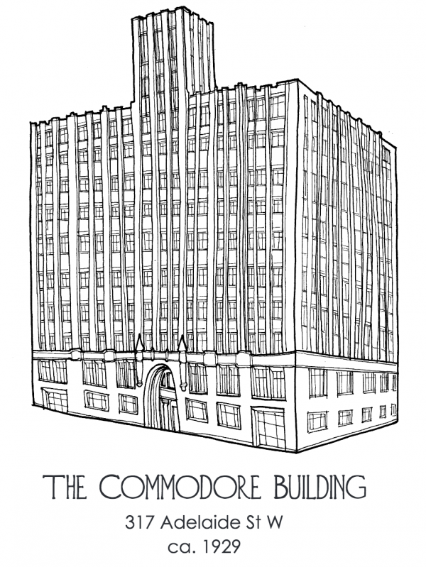 My illustration of the Commodore Building on Adelaide. Unlike Benjamin Brown, I didn't use a ruler!