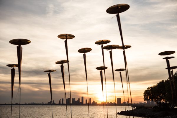 in/future installation Wind Flowers by John Dickson at Ontario Place, 2016. Photo by Brian Melcher.