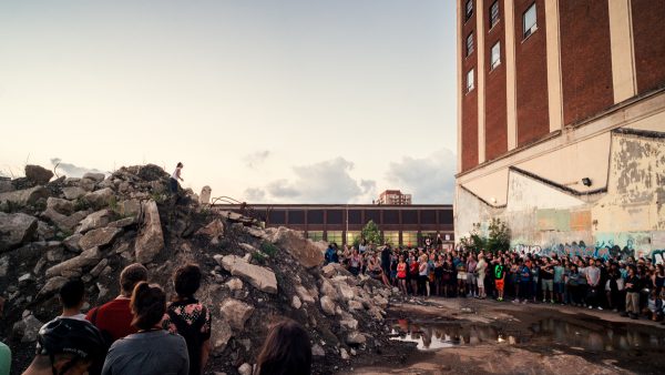 We burrowers of the amplitude of time by Linda Duvall and Rui Pimenta, presented in the Lower Junction. Art Spin tour August, 2016. Photo by Priam Thomas.