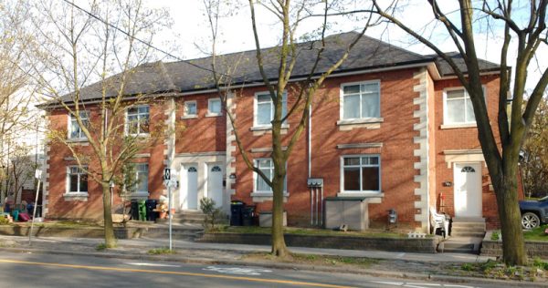 Corner apartment building