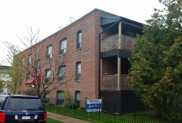 Corner apartment building