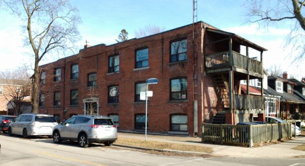 Corner apartment building