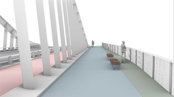 Image of sidewalk on new Port Lands bridge