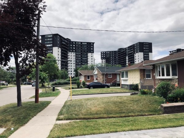 Where bungalows meet multi-family rental towers on Danforth Road