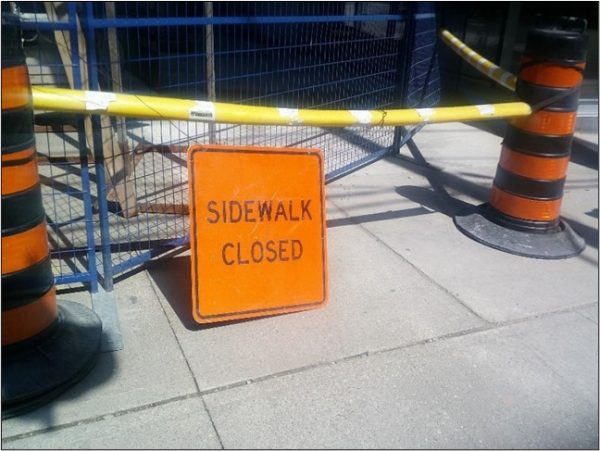 Sidewalk Closed sign