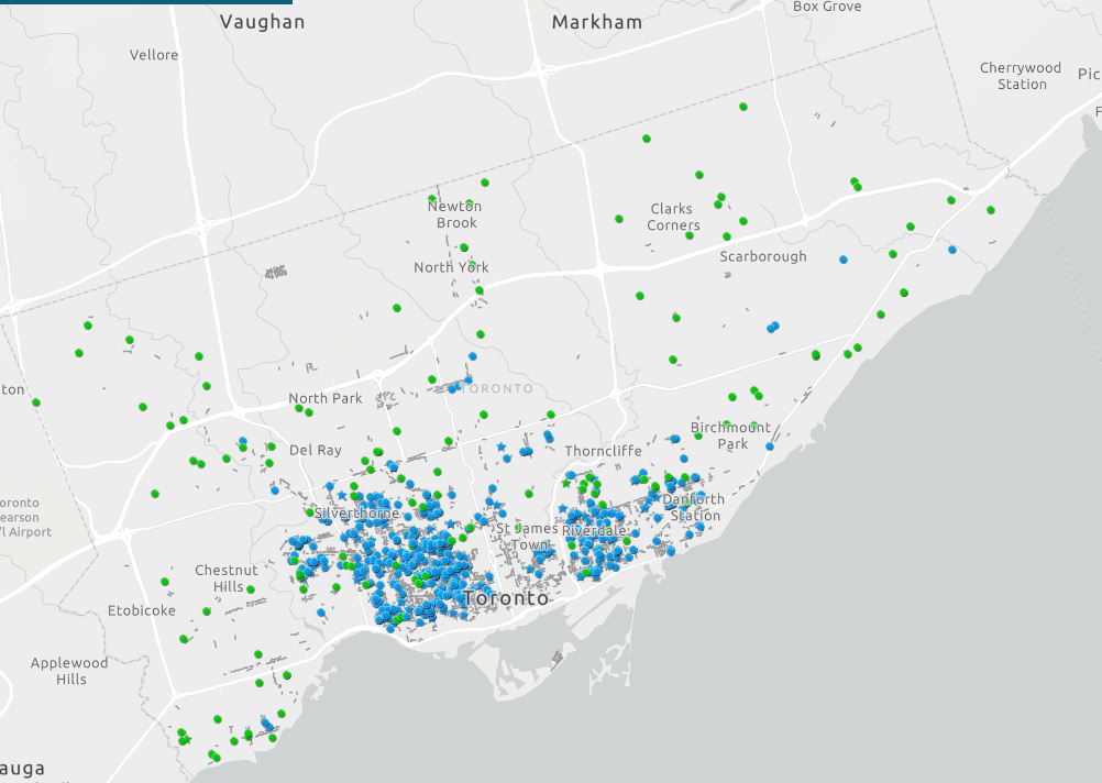 Map of permits issued for laneway and garden suites.