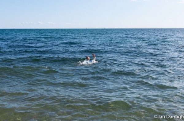 My first swim in Lake Ontario – it really is an inland freshwater sea (Steve Mann photo right).