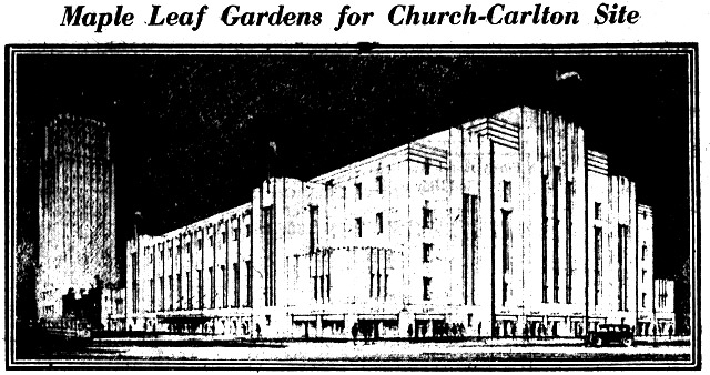 Sketch of Maple Leaf Gardens as it was first unveiled in the press. The Telegram, March 5, 1931.