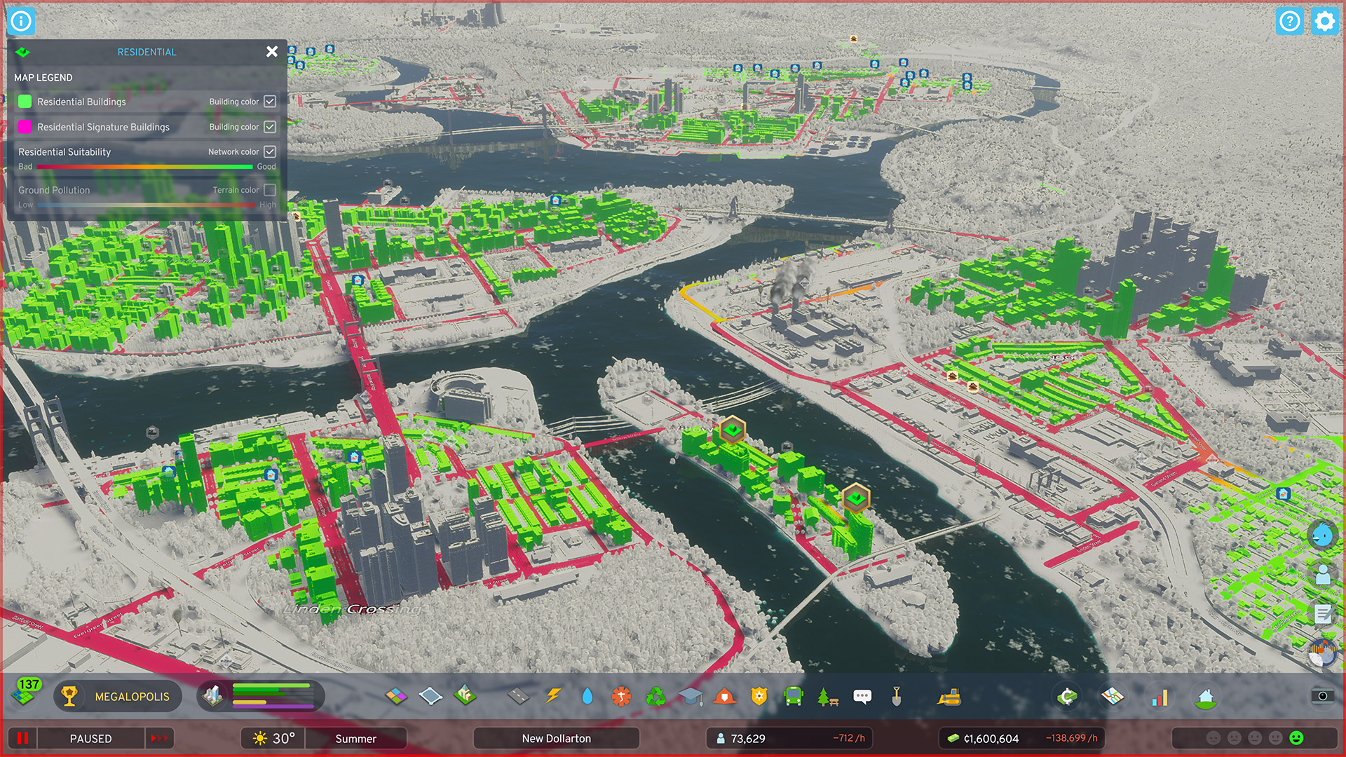 Zoning screen shot from Cities: Skyline II