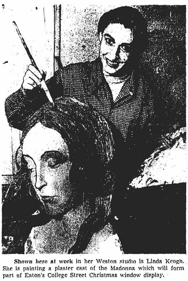 Woman painting plaster head
