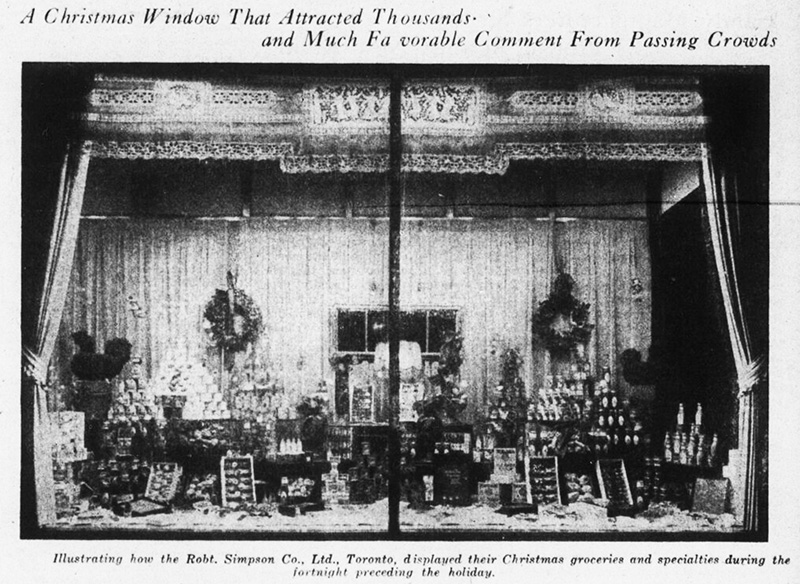 Christmas window at Simpsons. Canadian Grocer, December 24, 1920