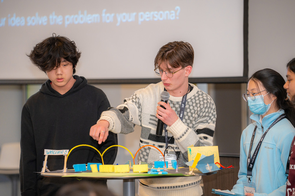 Young people presenting urban design idea