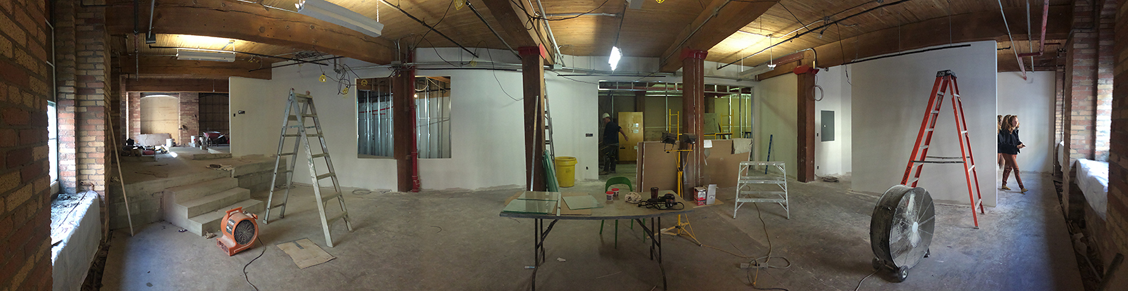 The interior of the Spacing Store during construction, fall 2014