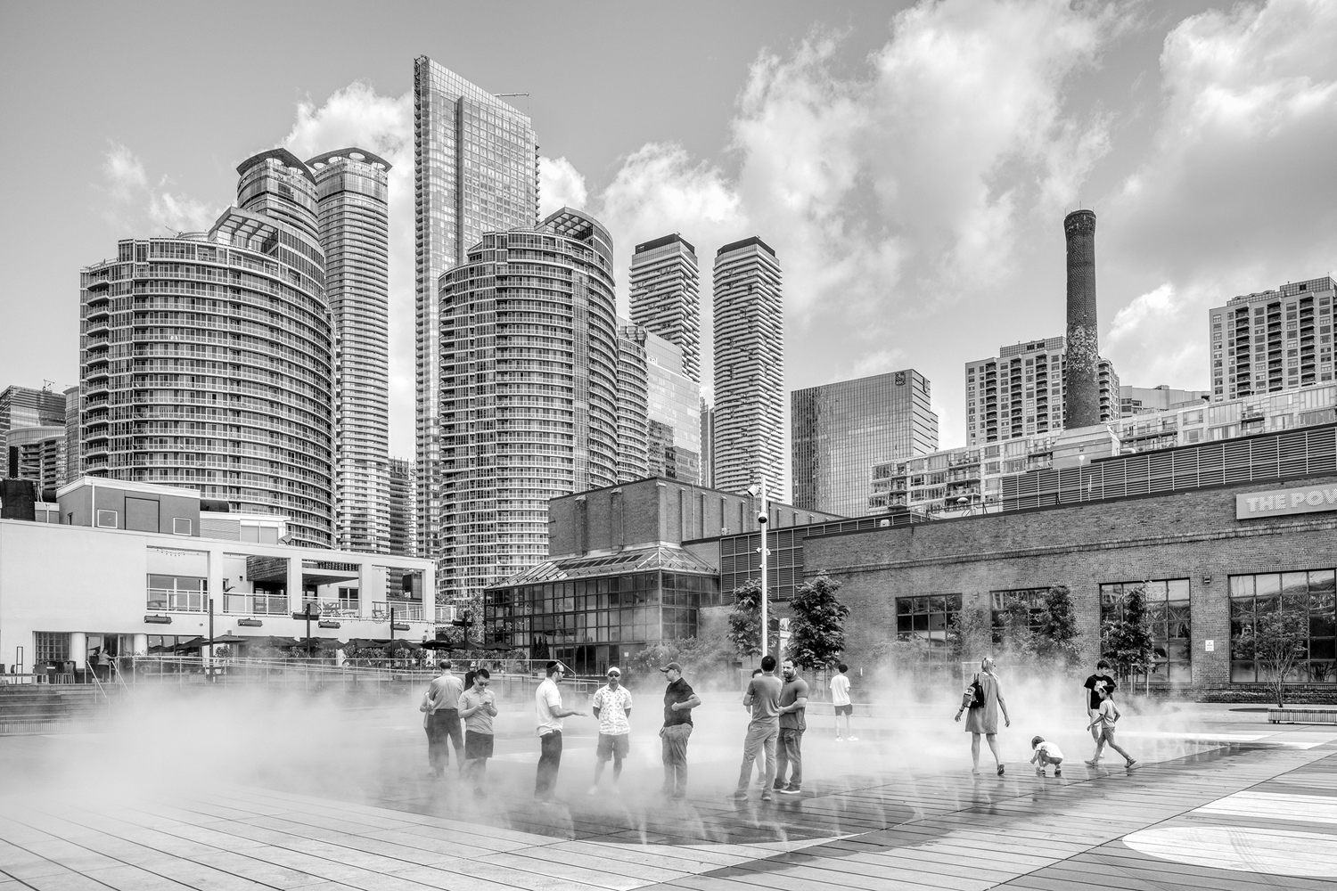 A "misting feature" in the new plaza that replaces the popular pond and skating rink at the Harbourfront Centre