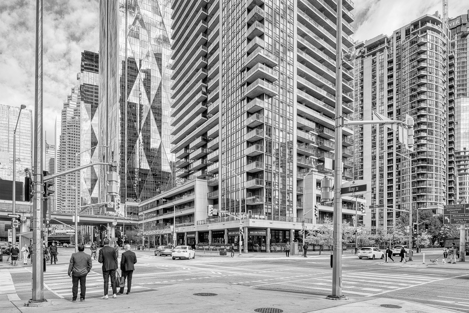 The conspicuous wall of office buildings and condos that have sprung up along Harbour Road and Lake Shore Boulevard East between Bay Street and Parliament Street.