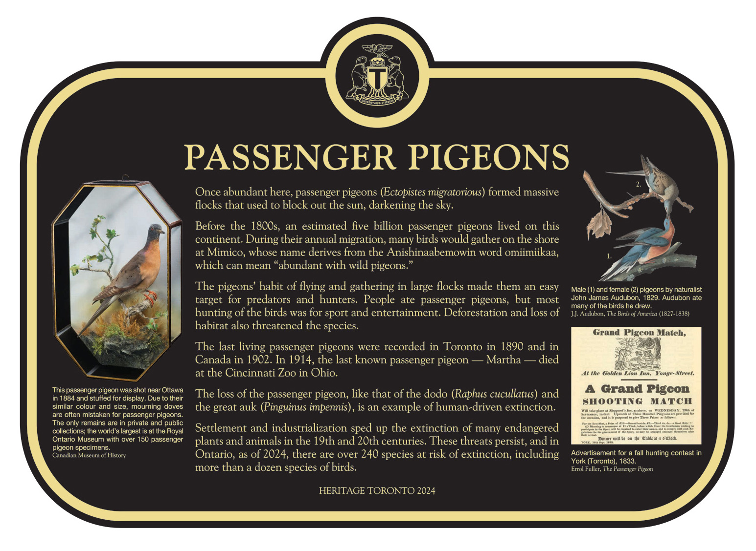 Plaque commemorating the passenger pigeon