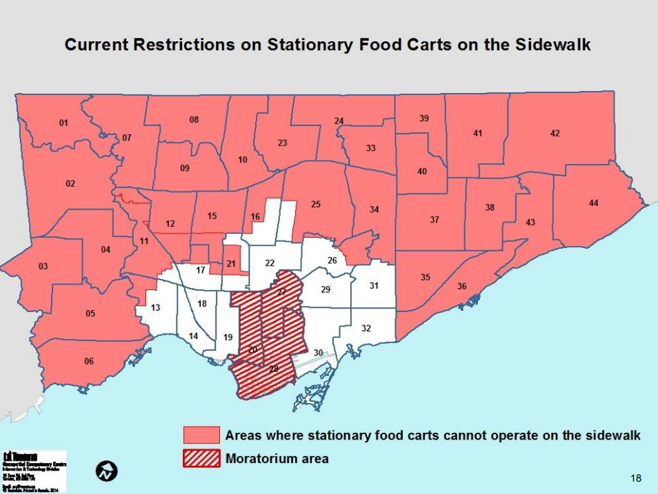 Map showing extent of food cart restrictions