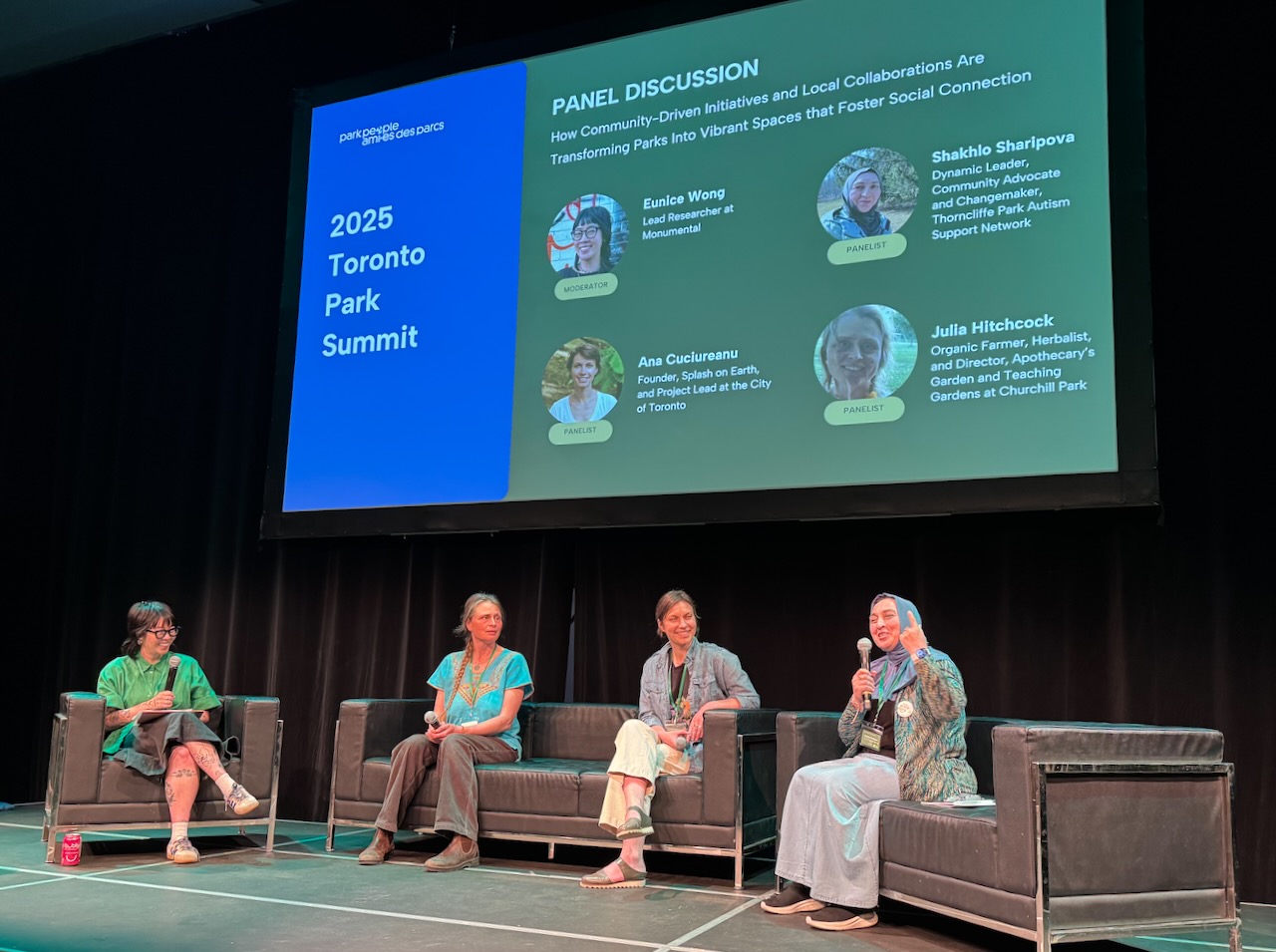 “The best ideas come from kids and seniors,” said Ana Cuciureanu, founder of Splash on Earth, which creates paint from food waste. She and fellow community activists shared ideas about how to create innovative programming in parks.