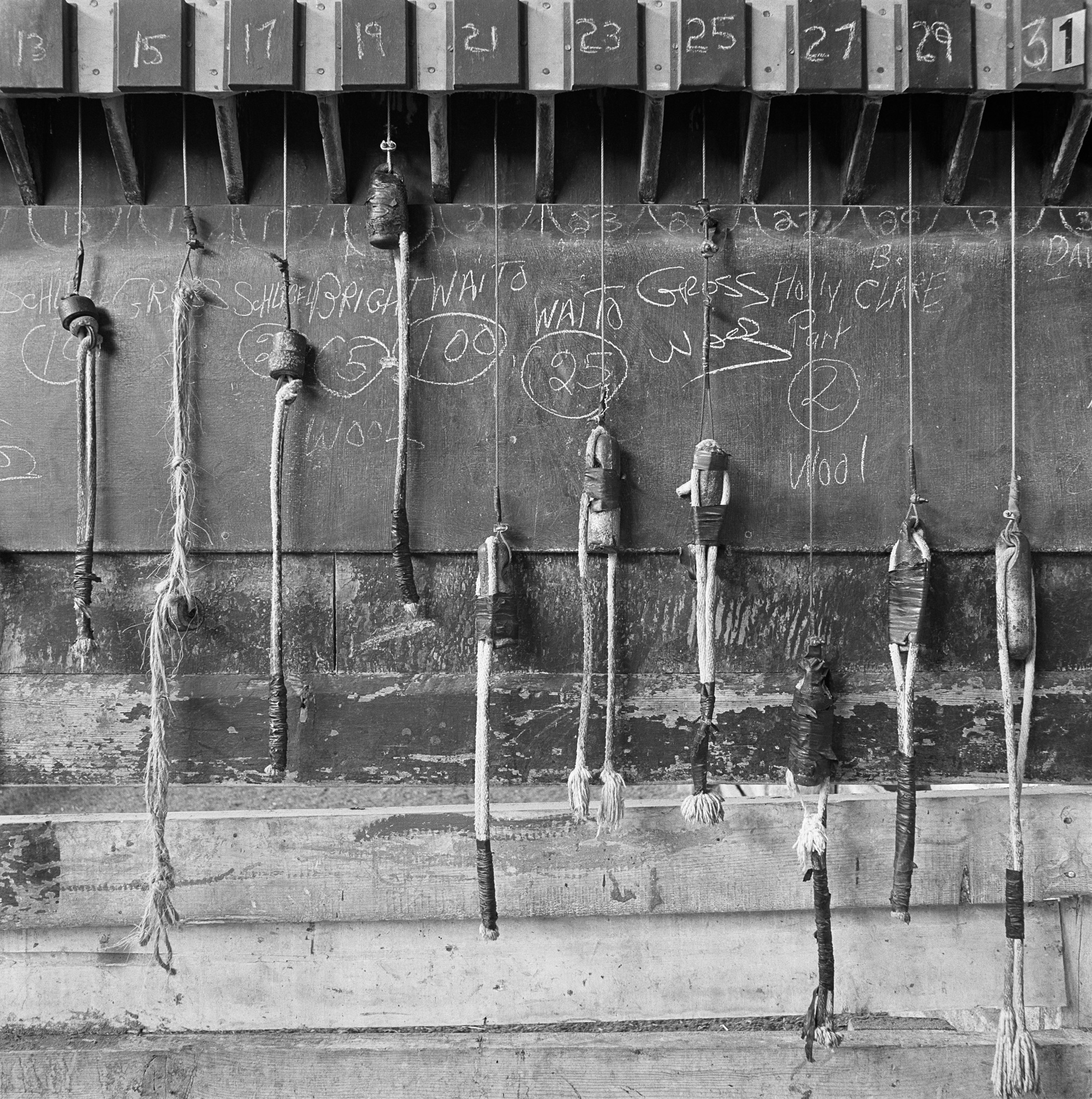 Ontario Stockyards, blackboard and pull cords, 1991