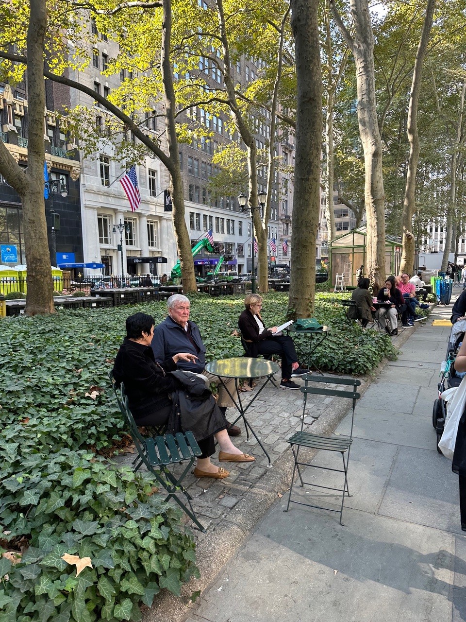Ivy planting instead of grassy patches in Bryant Park – New York City – Designed by Olin. Wild Meadow Planting instead of grassy patches protected by rope and metail wire in Brooklyn Bridge Park – New York City – Designed by MVVA