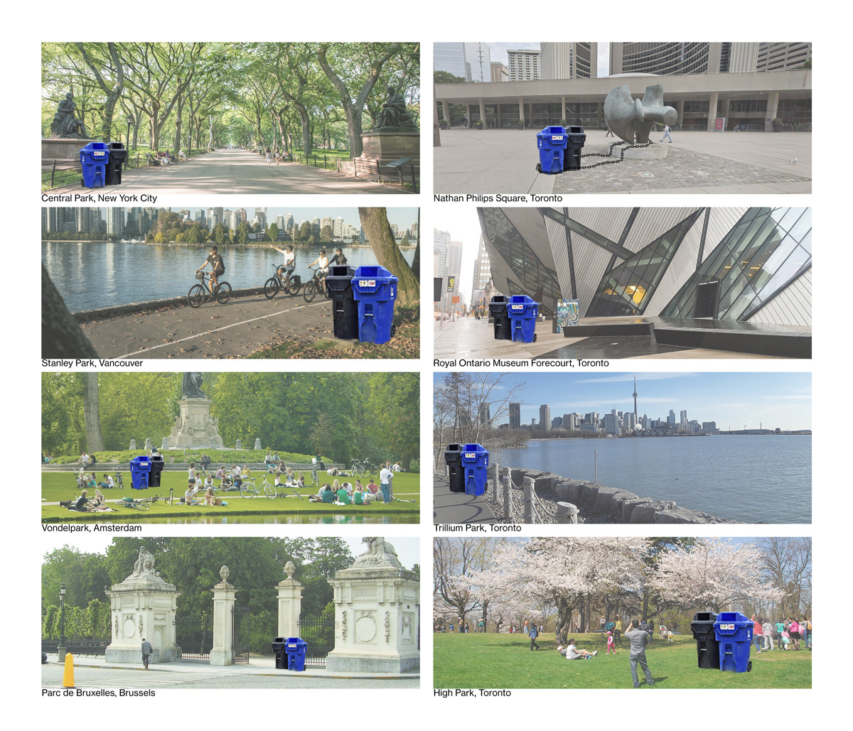 Toronto park bins in beautiful places