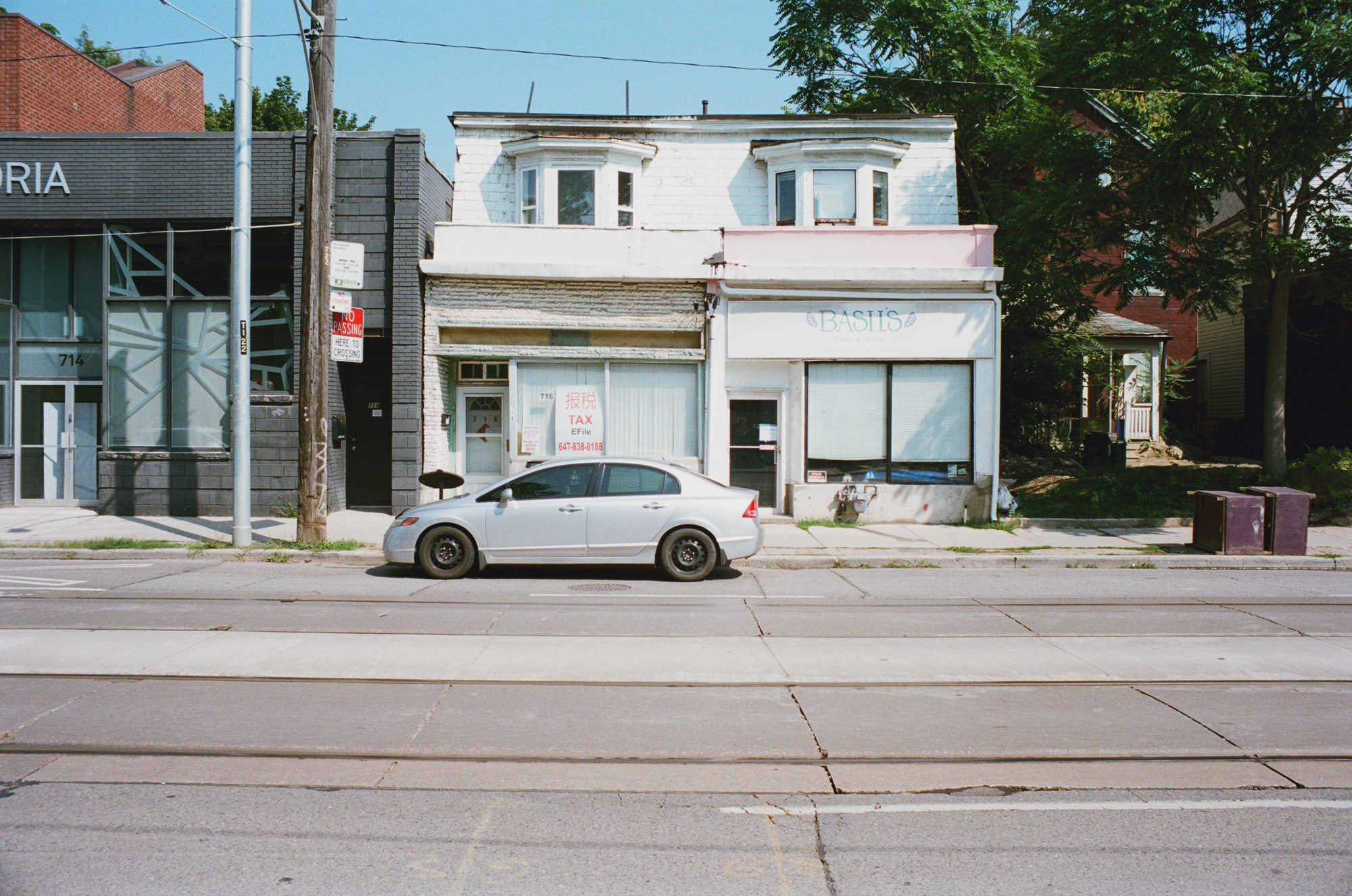 Storefronts, 716-718 Gerrard East, 2023 Note: No. 716 was the last residence of the Russian Grand Duchess Olga Alexandrovna.
