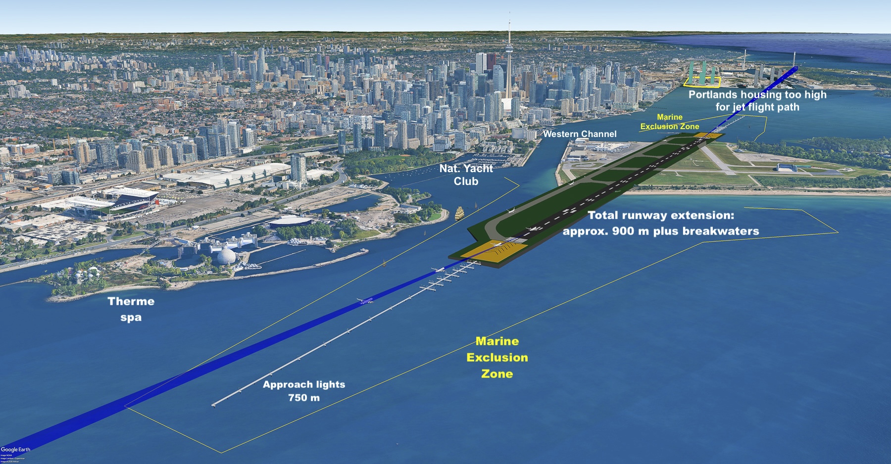 Graphic showing probable runway extension