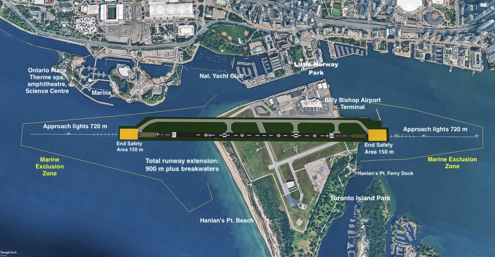 Overhead view of probable runway extension for jets