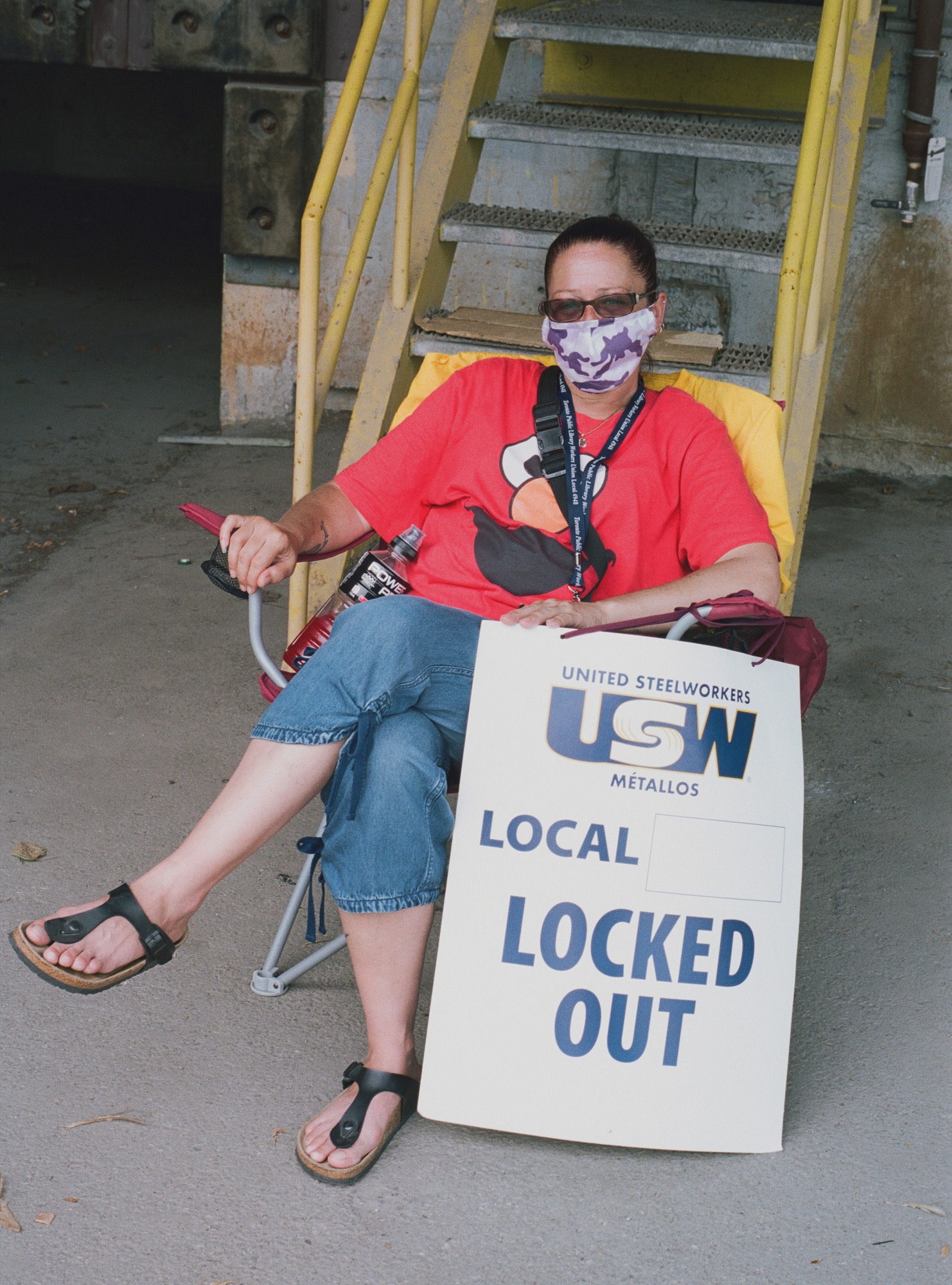 Locked-out worker on picket line