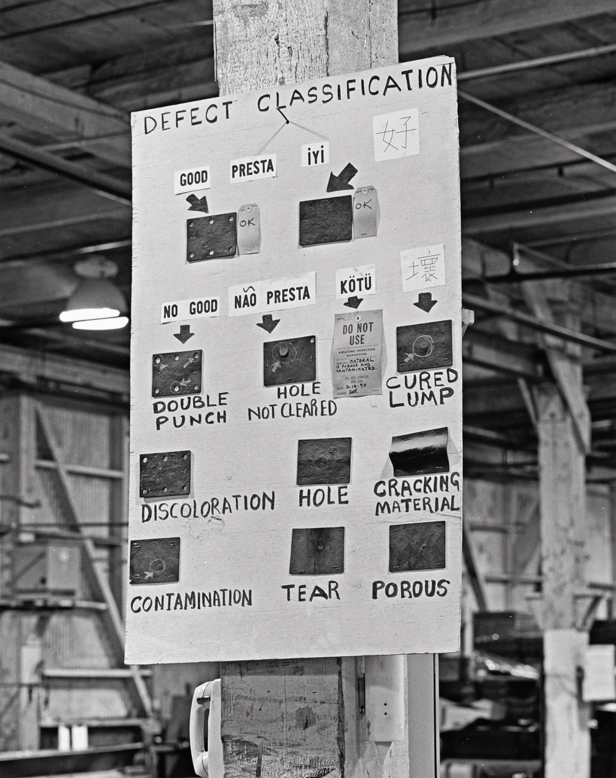 Defect classification chart, Department 53, May, 1993